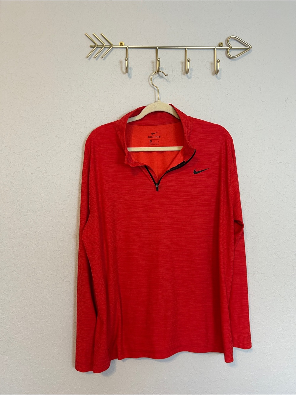 Nike Dri-FIT Men’s XL Red Heather 1/4 Zip Pullover Long Sleeve Running Training - Picture 2 of 7